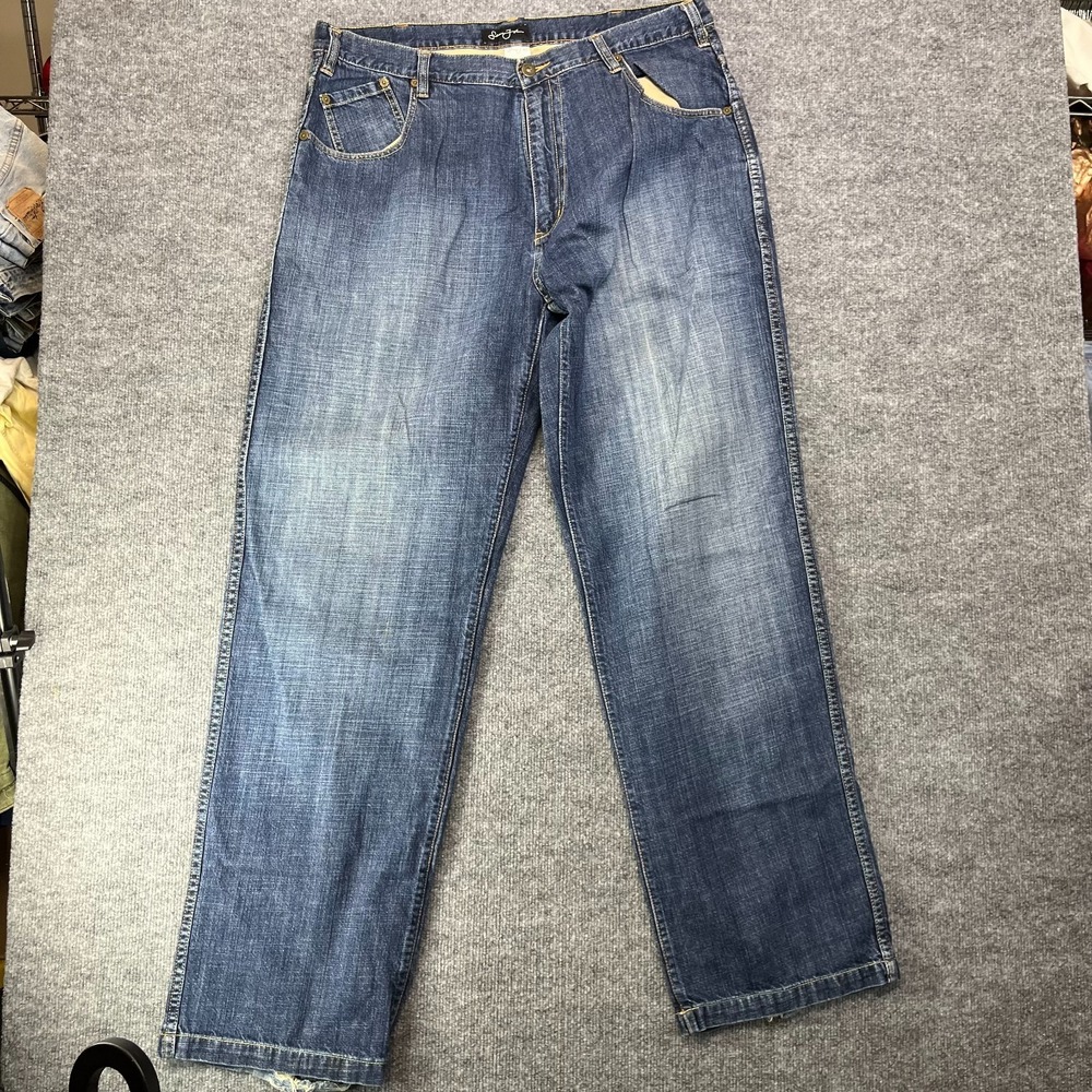 Sean John Denim Jeans Men's 38 Blue Cotton Straight Leg Zip Fly Y2K - 40X36